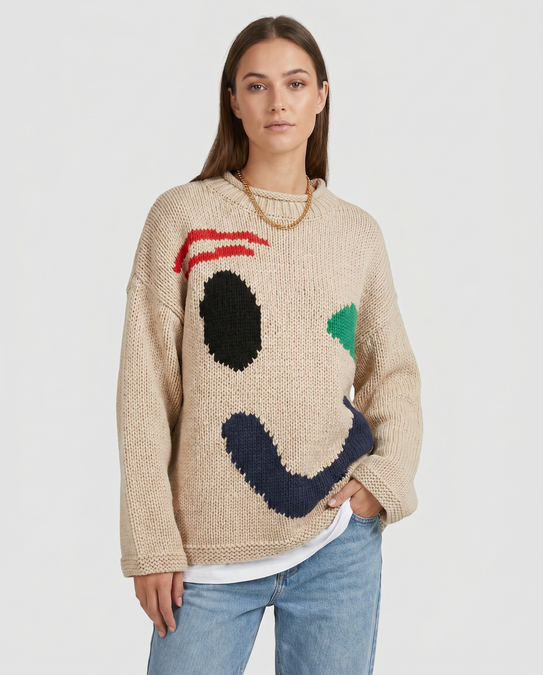 Women’s Oversized Smiley Face Sweater