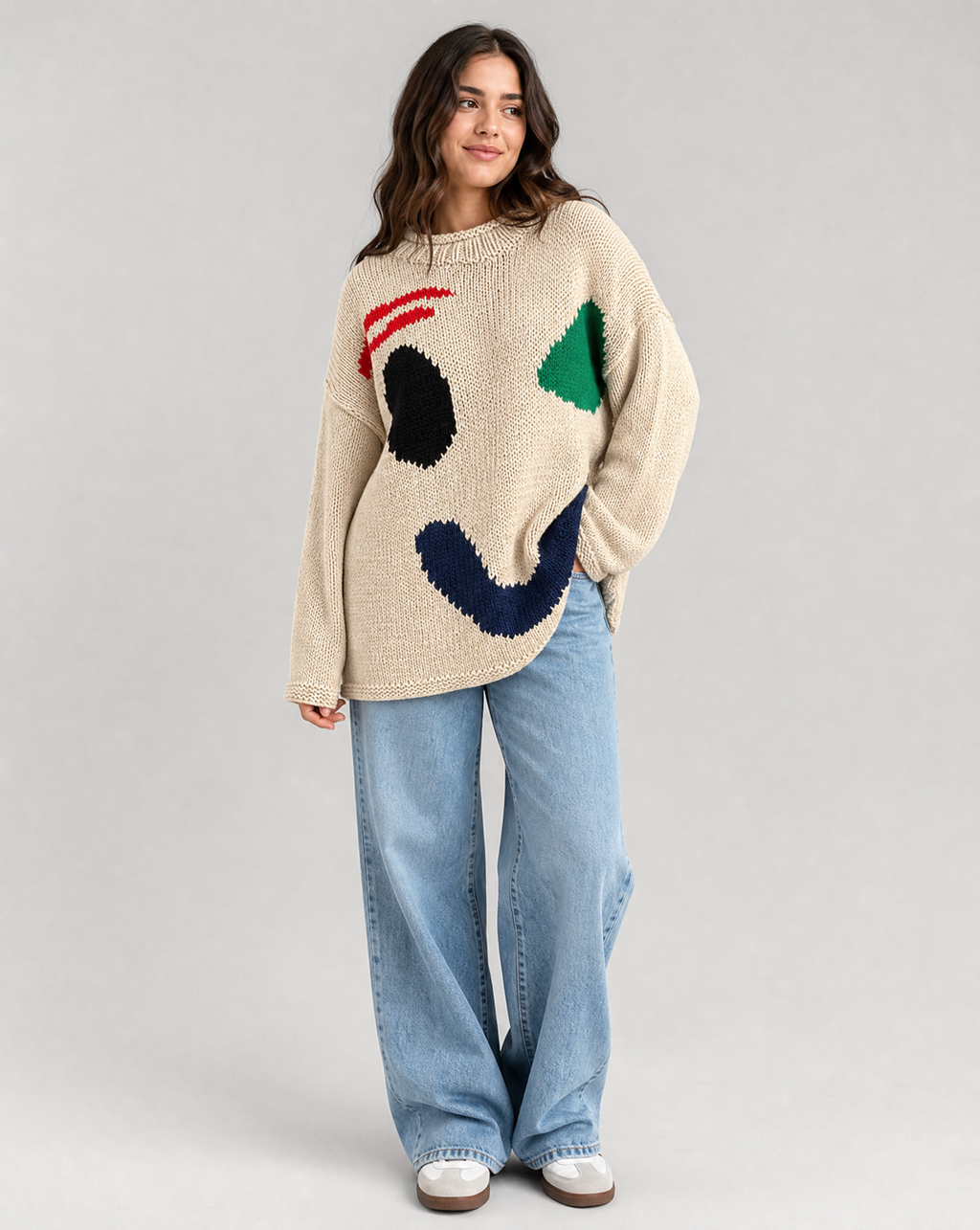 Women’s Oversized Smiley Face Sweater