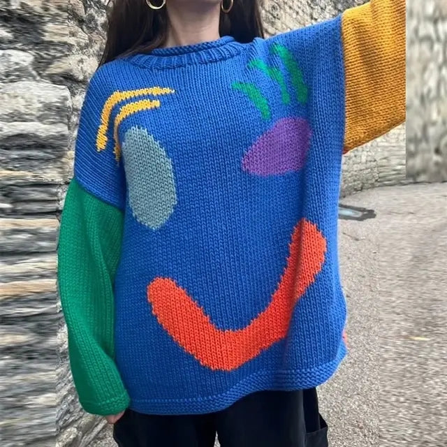 Women’s Oversized Smiley Face Sweater