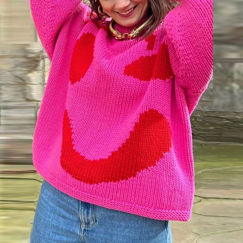 Women’s Oversized Smiley Face Sweater