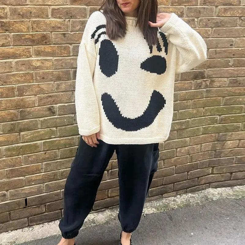 Women’s Oversized Smiley Face Sweater