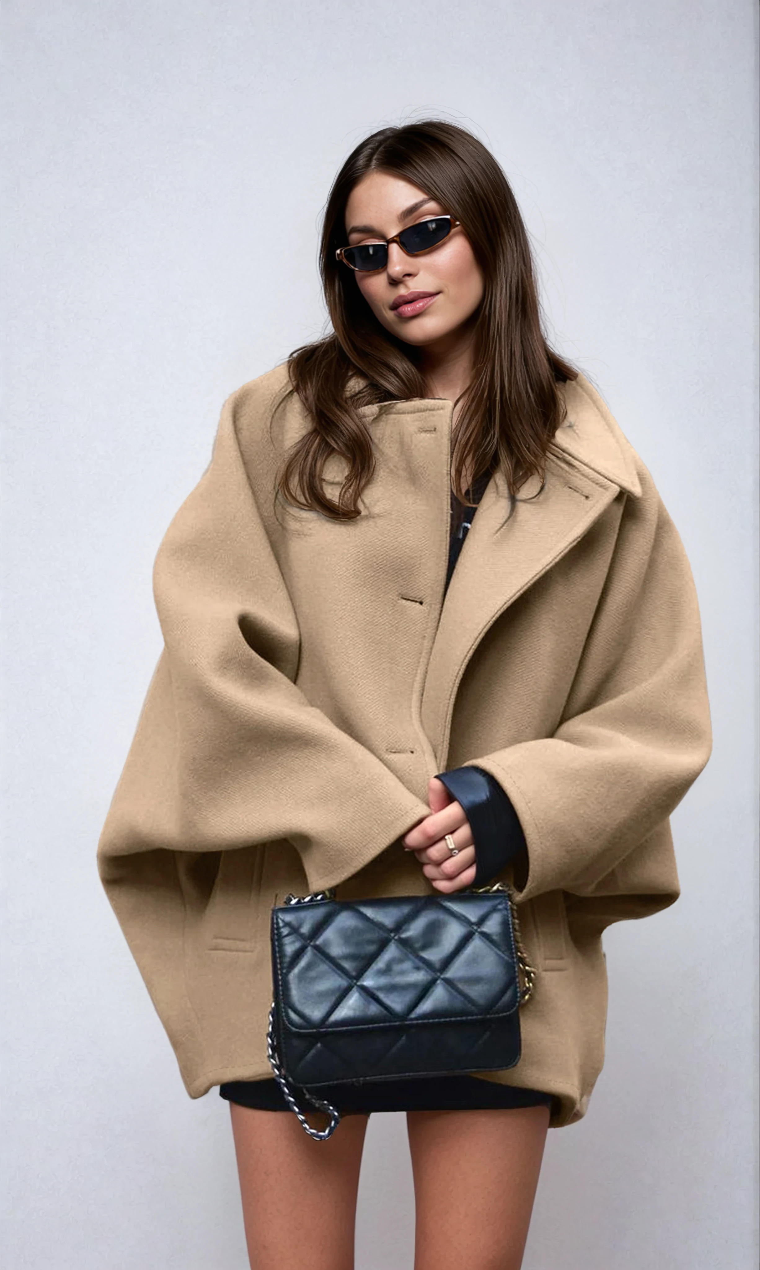 Women's Oversized Wool Coat for Winter