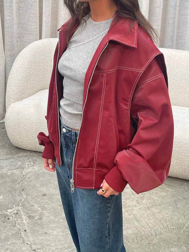 Women's Oversized Zip-Up Bomber Jacket