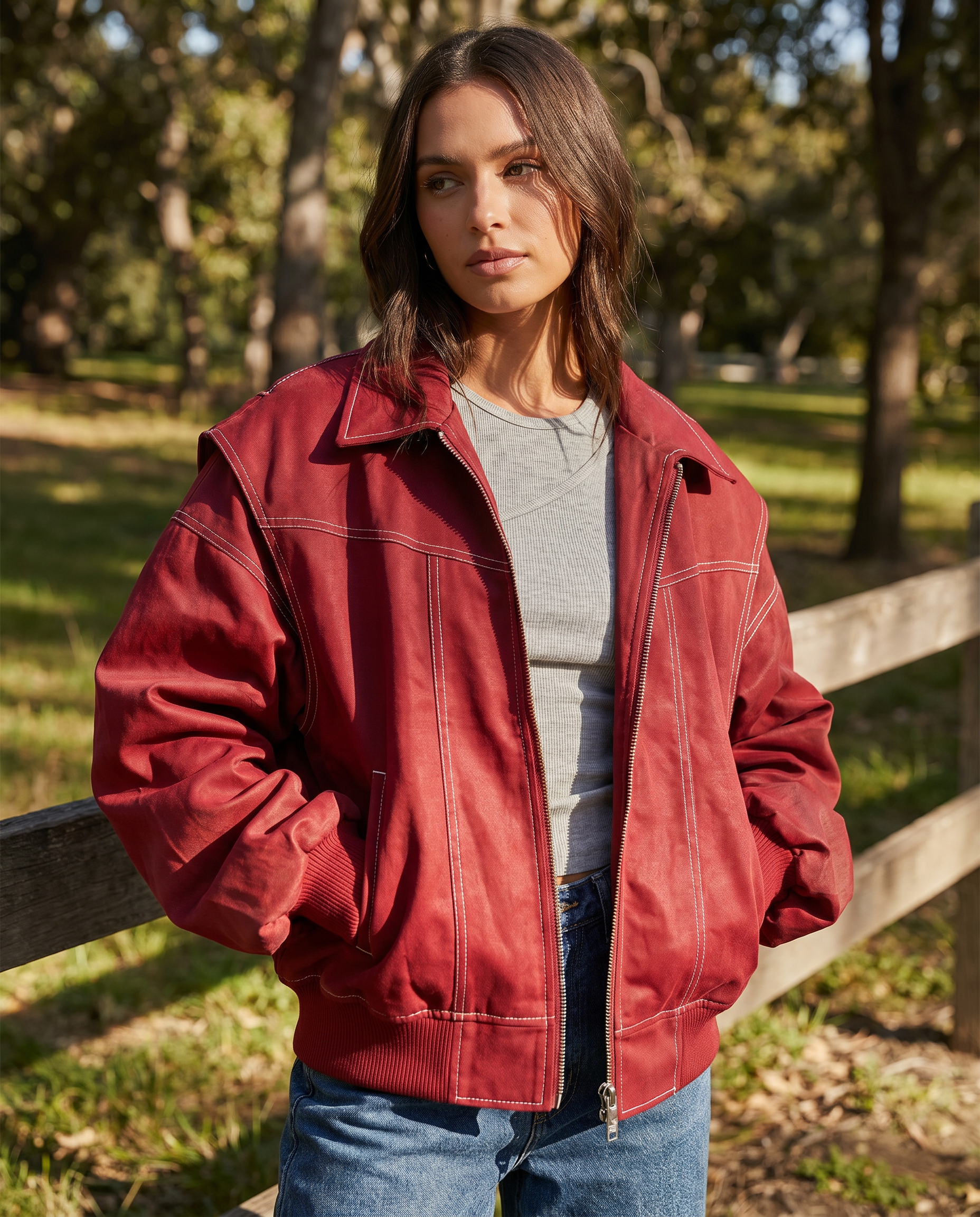 Women's Oversized Zip-Up Bomber Jacket