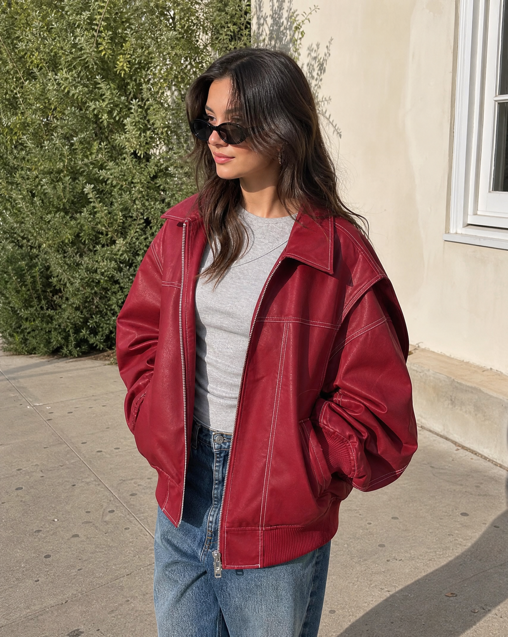 Women's Oversized Zip-Up Bomber Jacket