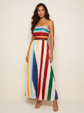 Women's Pleated Strapless Maxi Dress for Summer Events