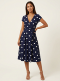 Women's Polka Dot Wrap Dress for Summer Occasions