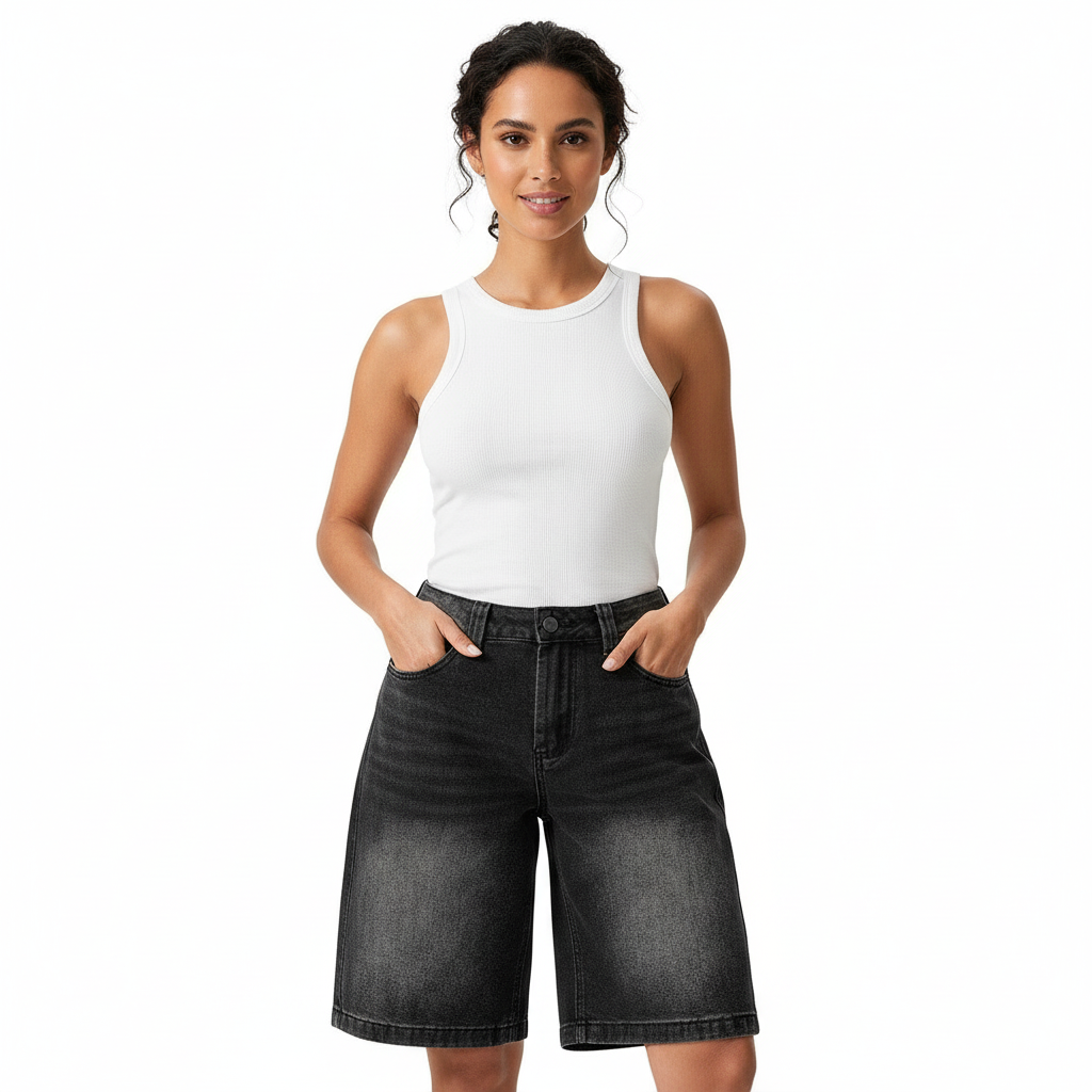 Women's Relaxed Denim Bermuda Shorts
