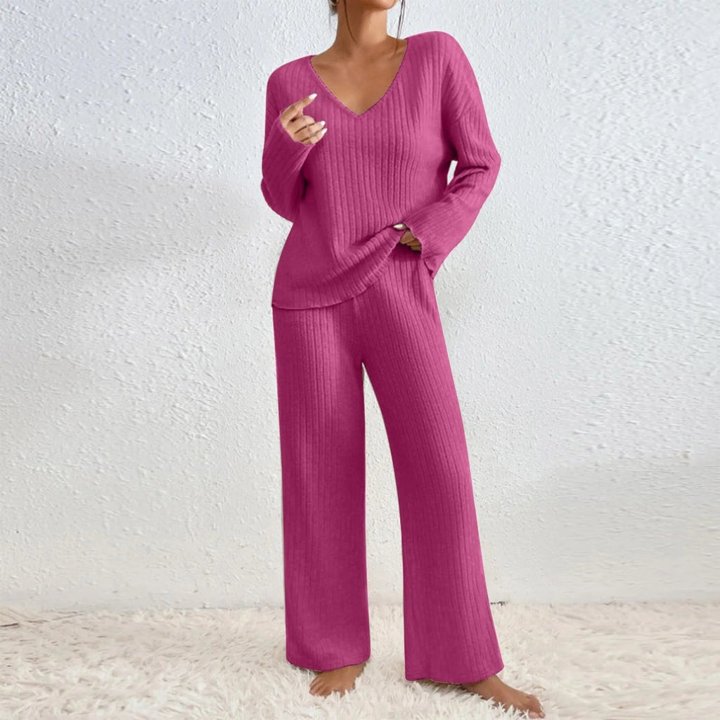 Women's Ribbed Knit Lounge Set for Effortless Comfort