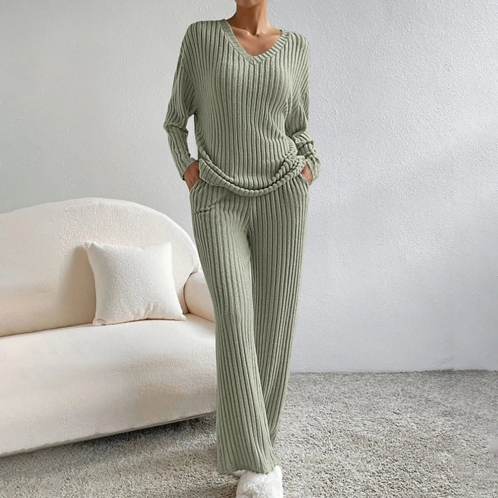 Women's Ribbed Knit Lounge Set for Effortless Comfort