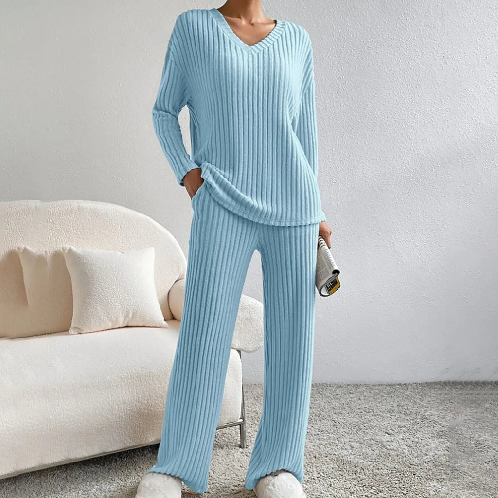 Women's Ribbed Knit Lounge Set for Effortless Comfort