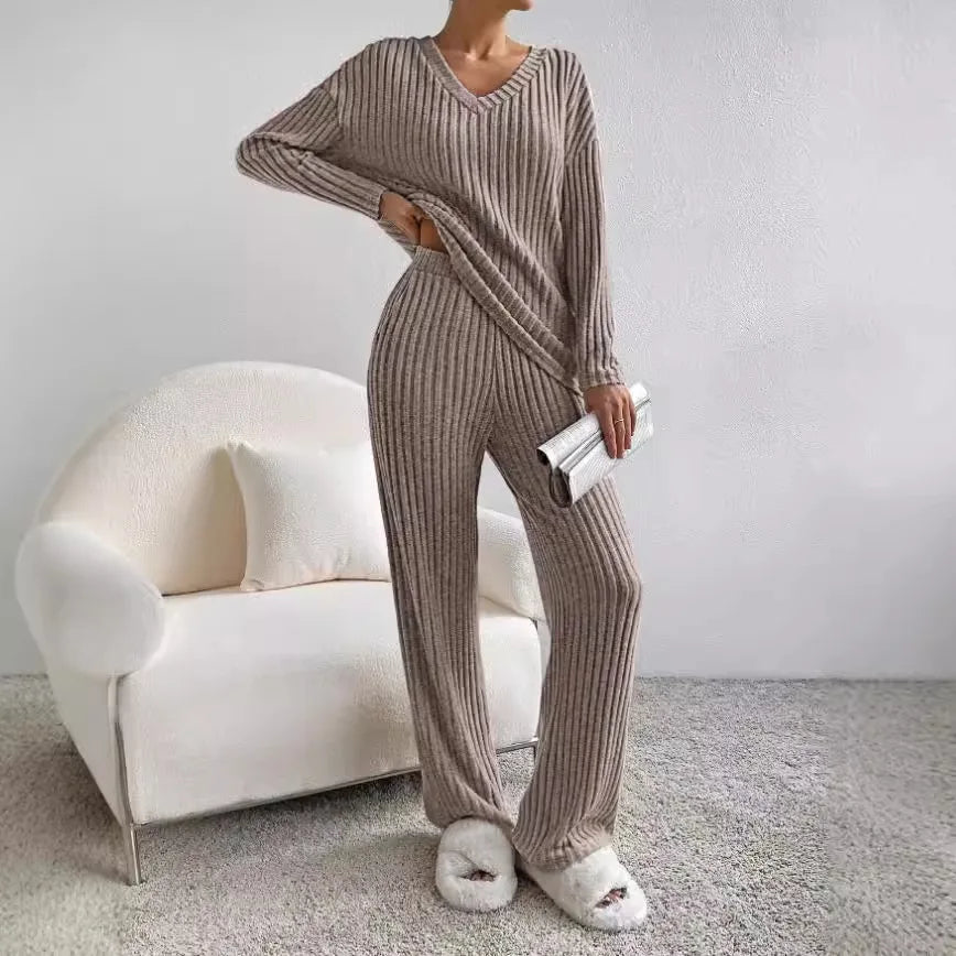 Women's Ribbed Knit Lounge Set for Effortless Comfort