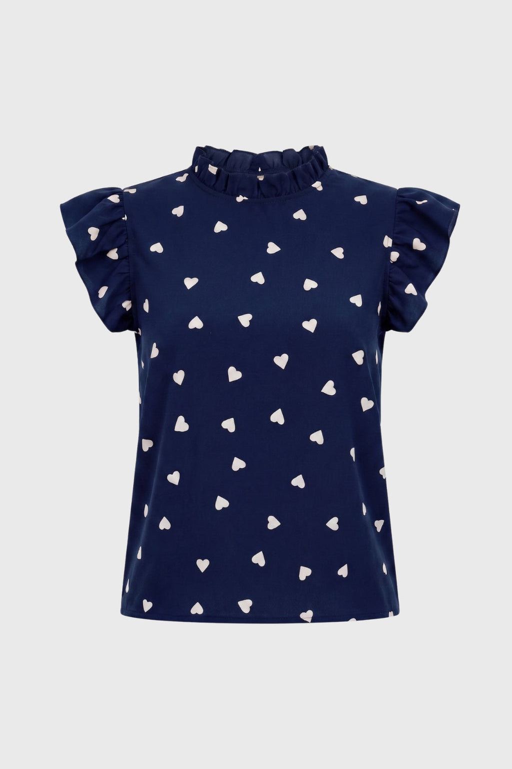 Women's Ruffle Sleeve Heart Print Top