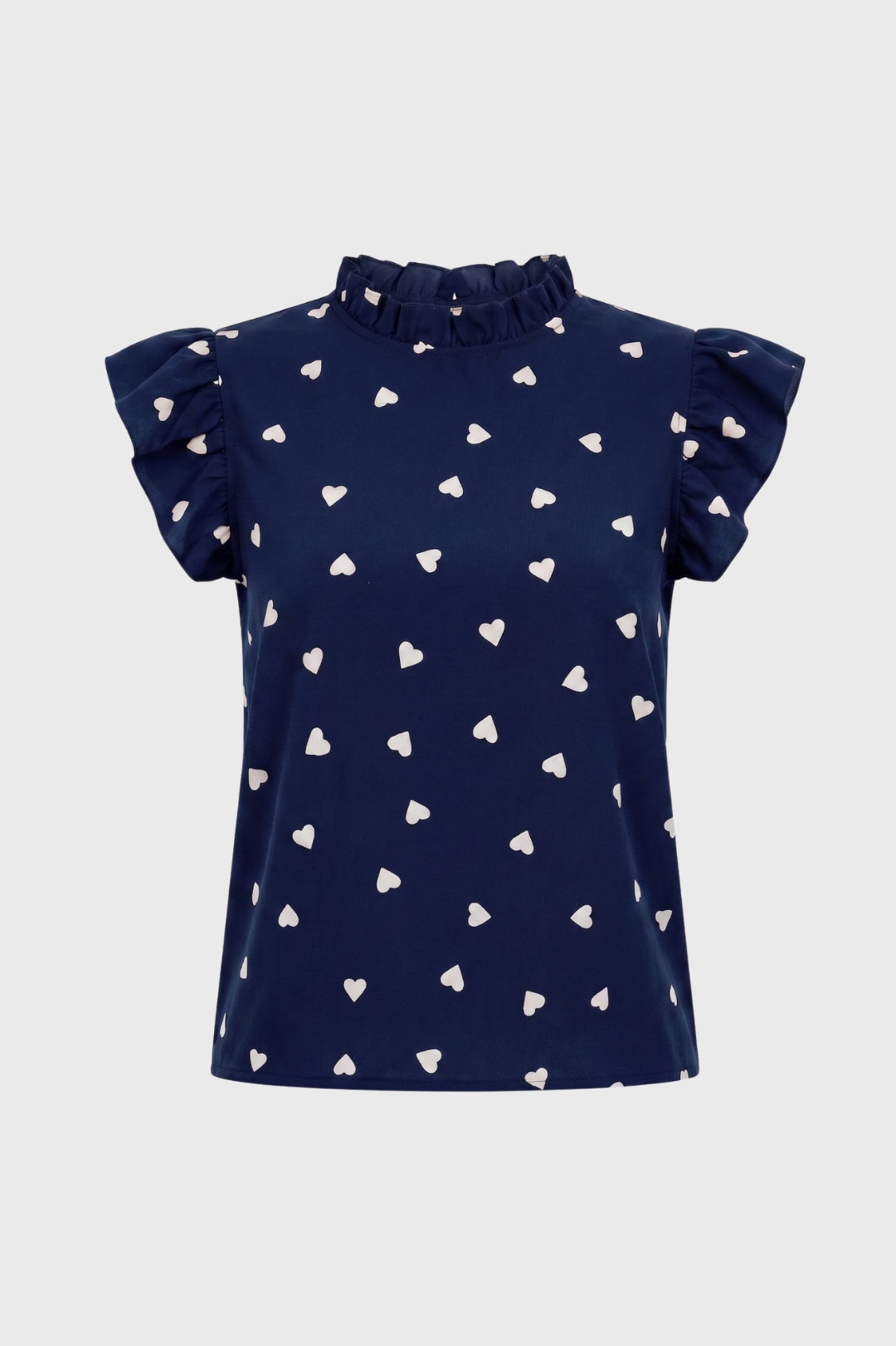 Women's Ruffle Sleeve Heart Print Top