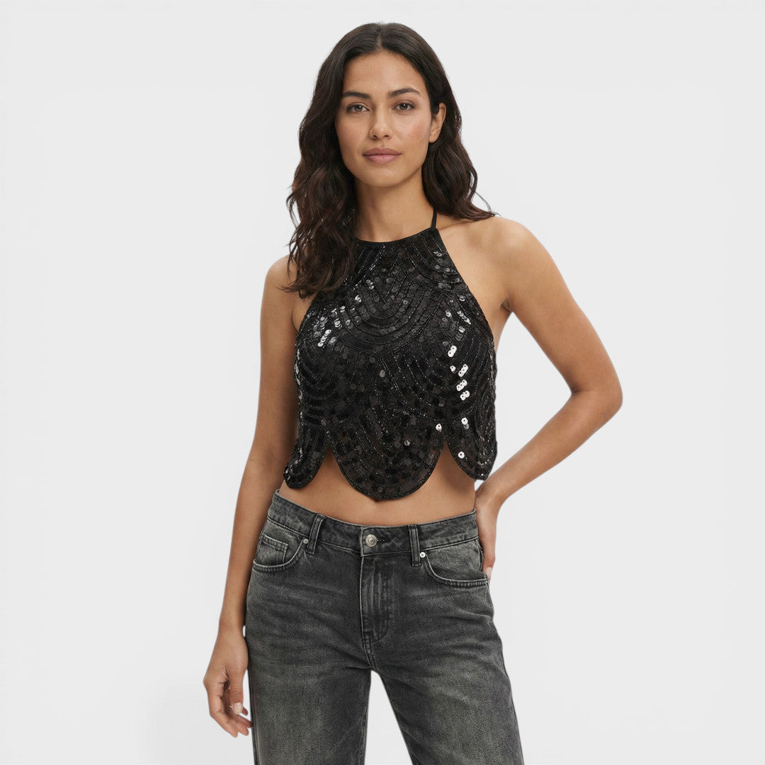 Women's Sequin Crop Top