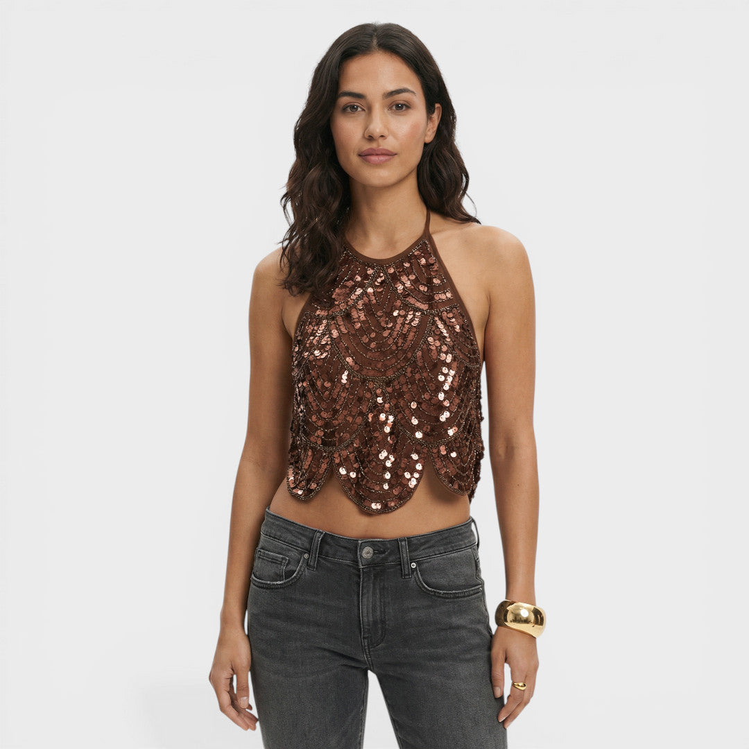 Women's Sequin Crop Top
