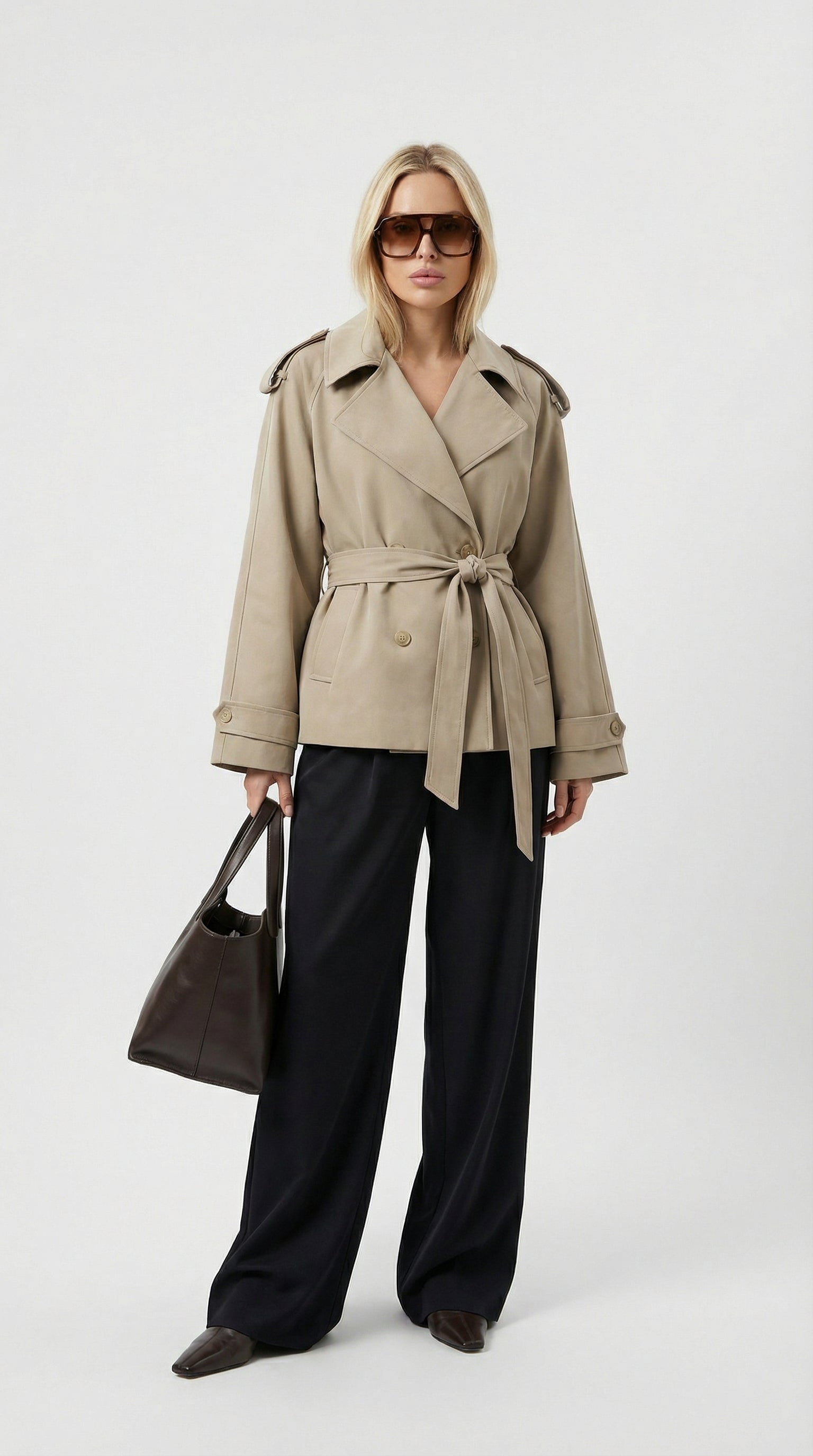 Women's Short Belted Trench Coat