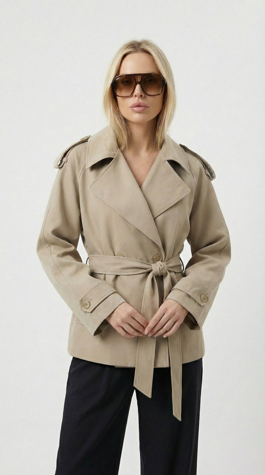 Women's Short Belted Trench Coat