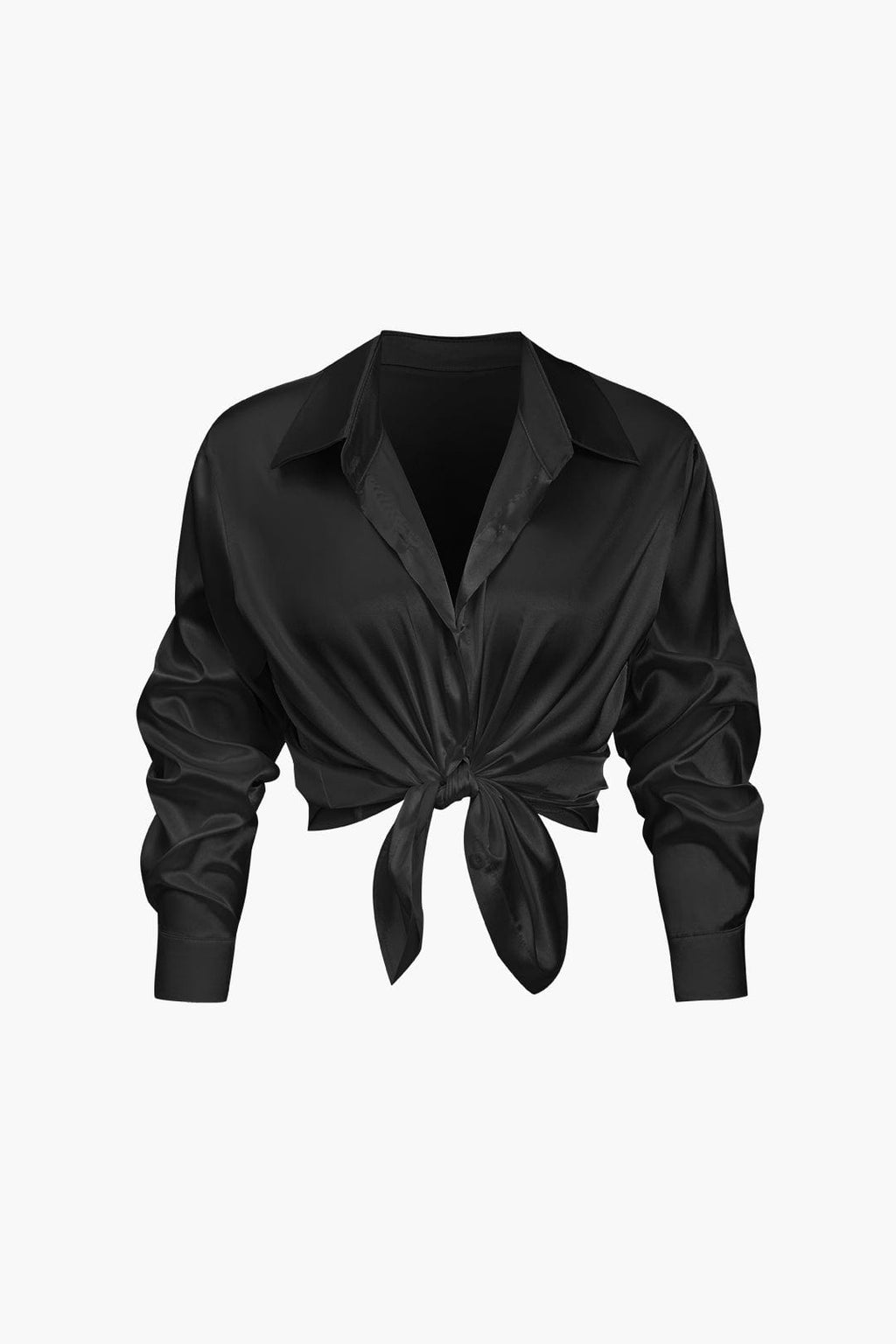 Women's Silk Long Sleeve Blouse - Elegant Flowing Fit