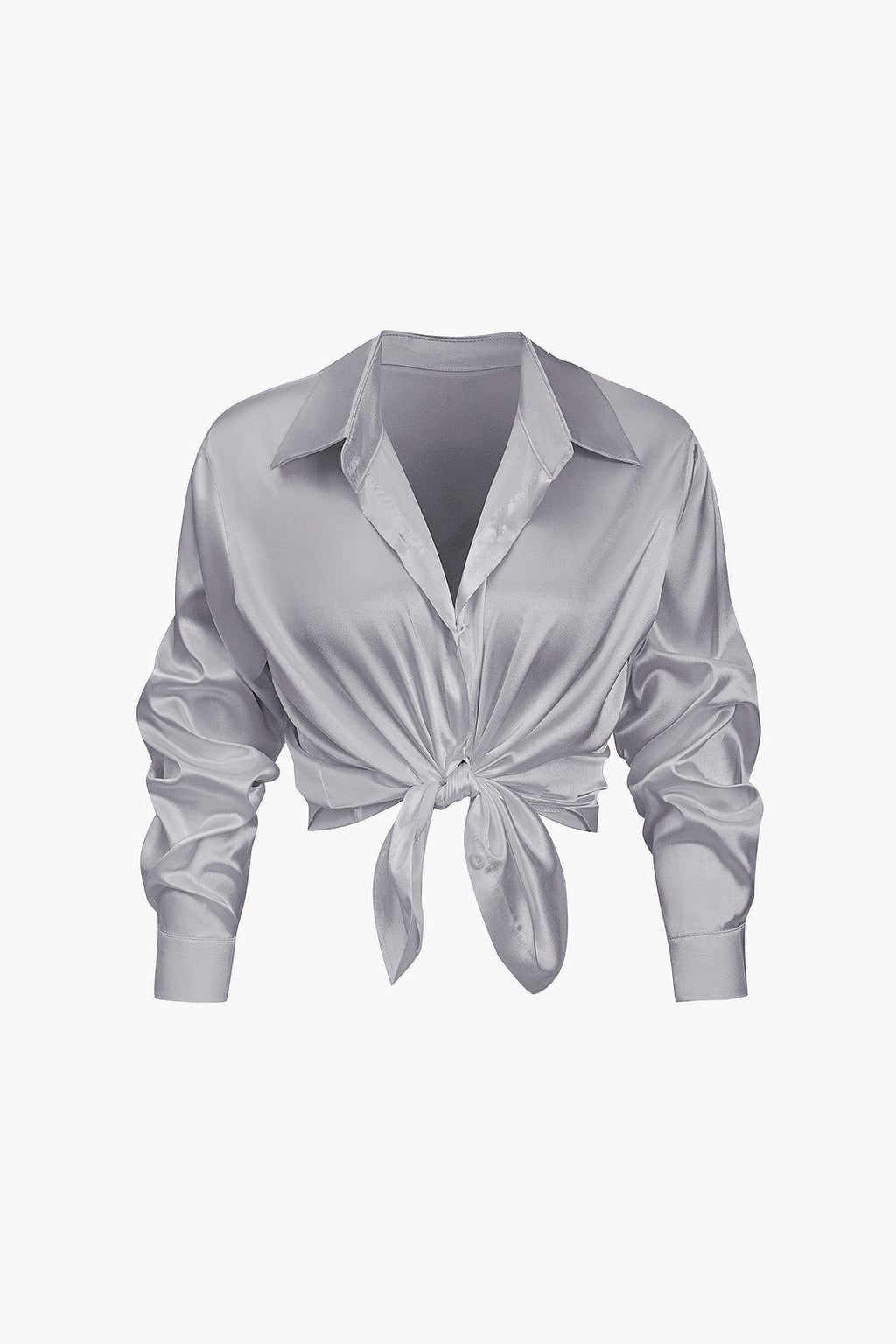 Women's Silk Long Sleeve Blouse - Elegant Flowing Fit