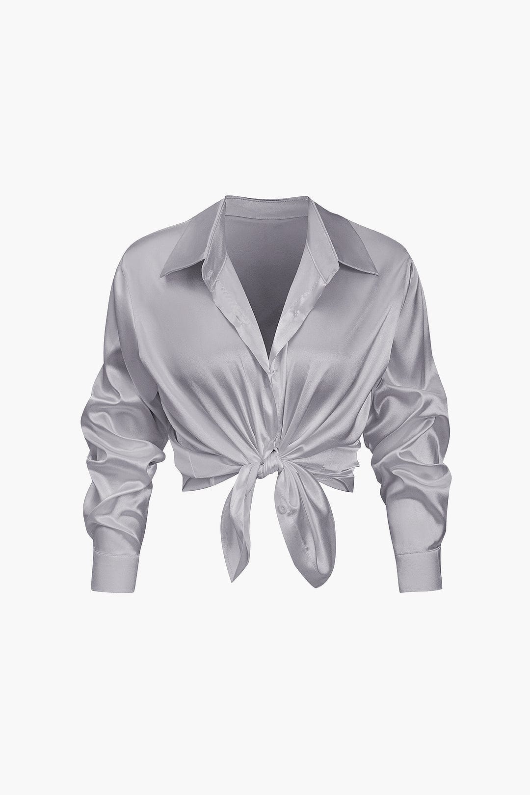 Women's Silk Long Sleeve Blouse - Elegant Flowing Fit