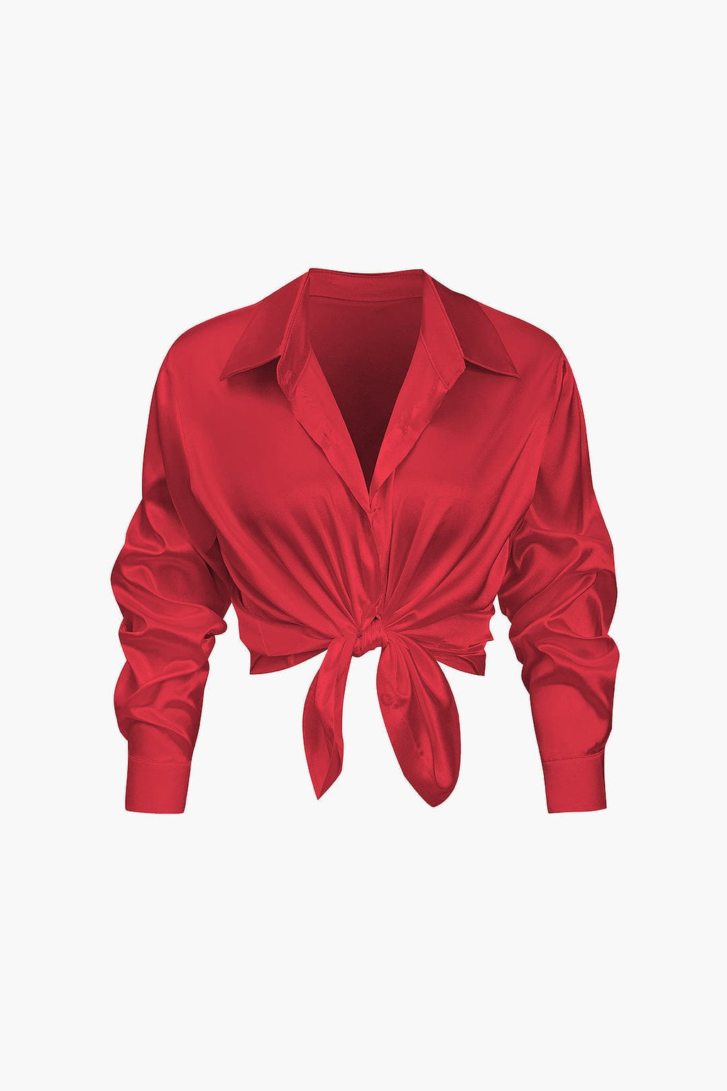 Women's Silk Long Sleeve Blouse - Elegant Flowing Fit