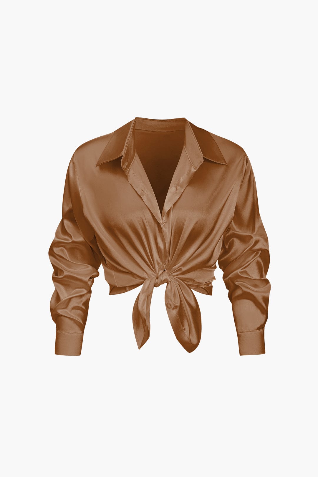 Women's Silk Long Sleeve Blouse - Elegant Flowing Fit