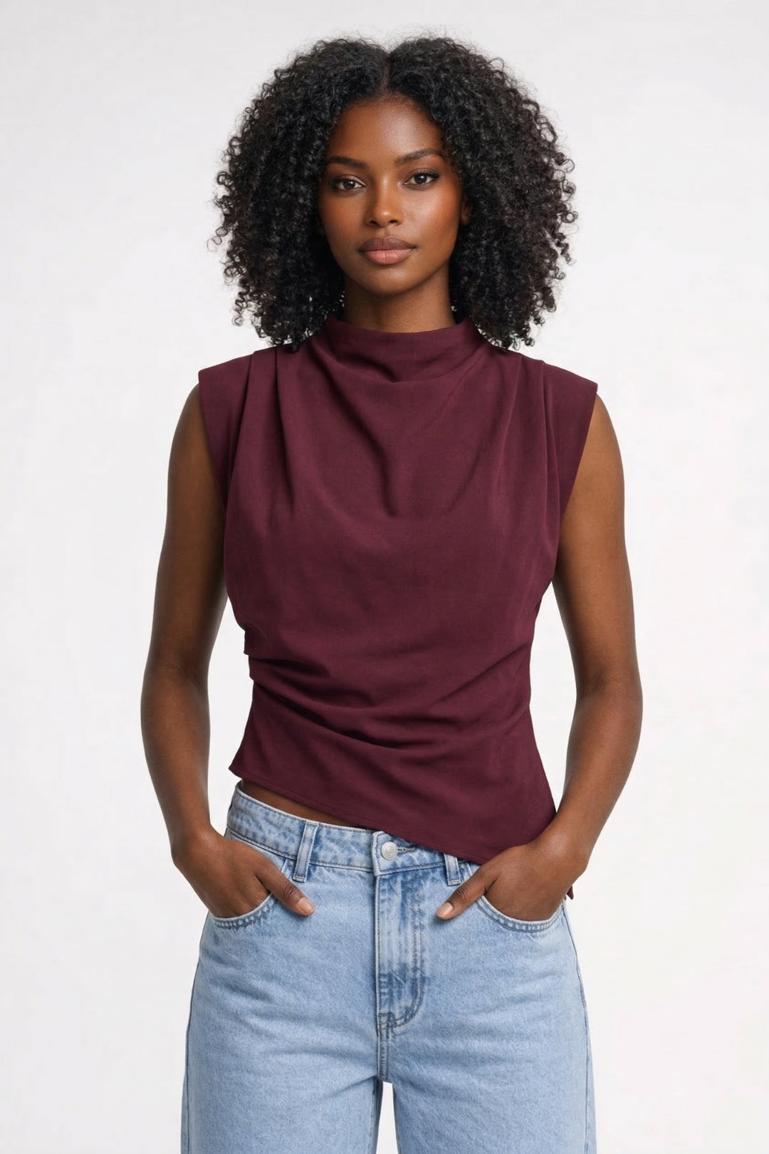 Women's Sleeveless Fitted Draped Top