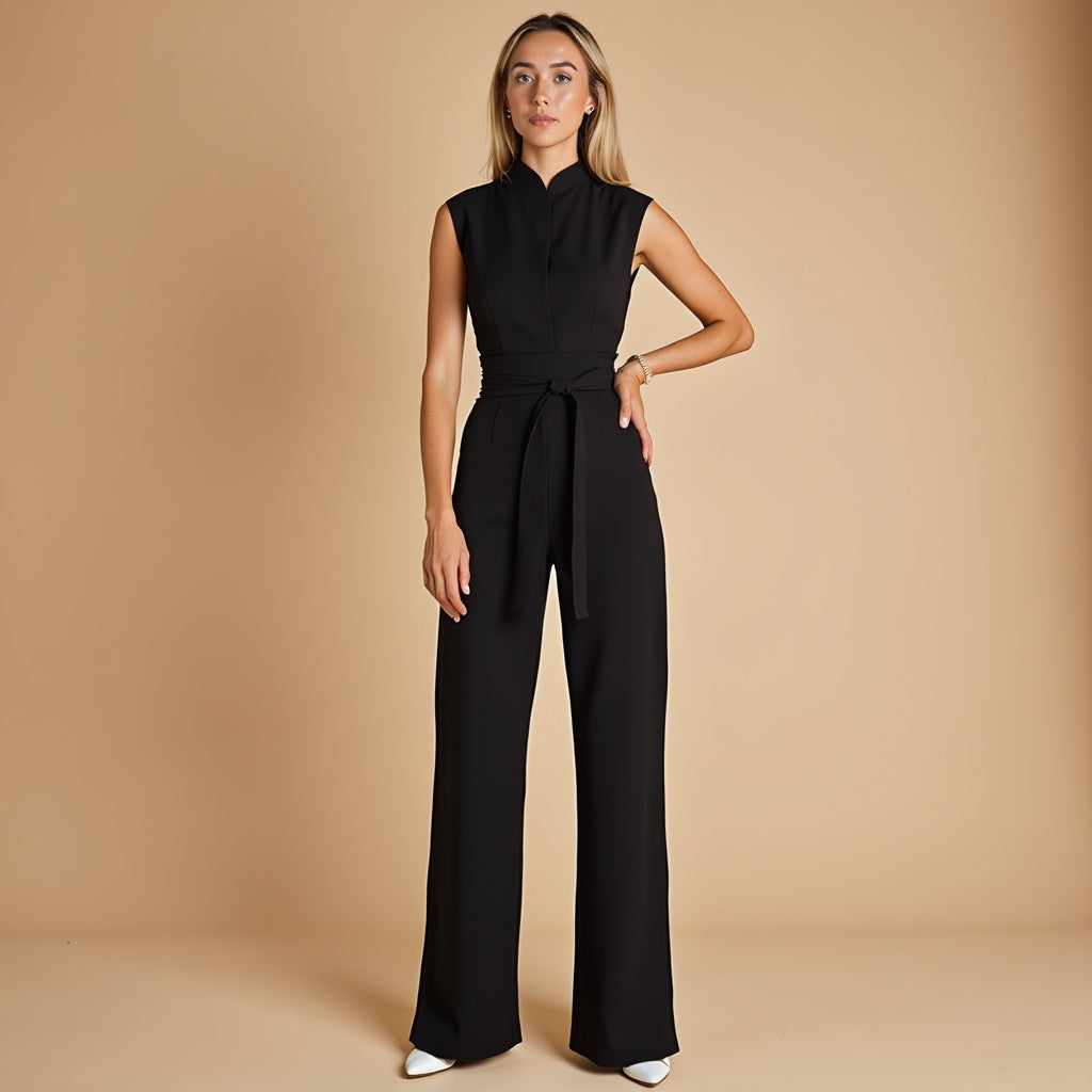 Women's Sleek Sleeveless Jumpsuit with High Collar