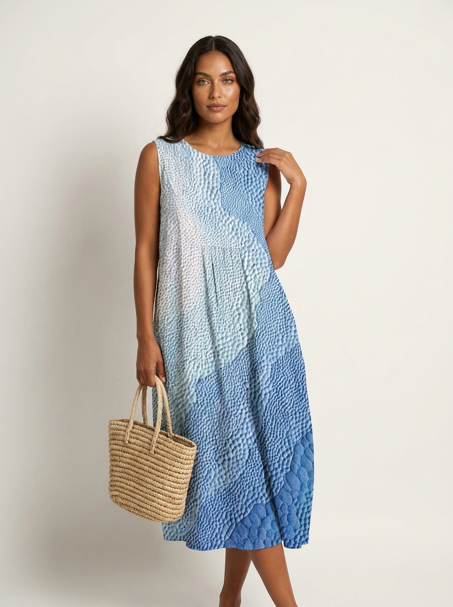 Women's Sleeveless Printed Midi Dress for Summer