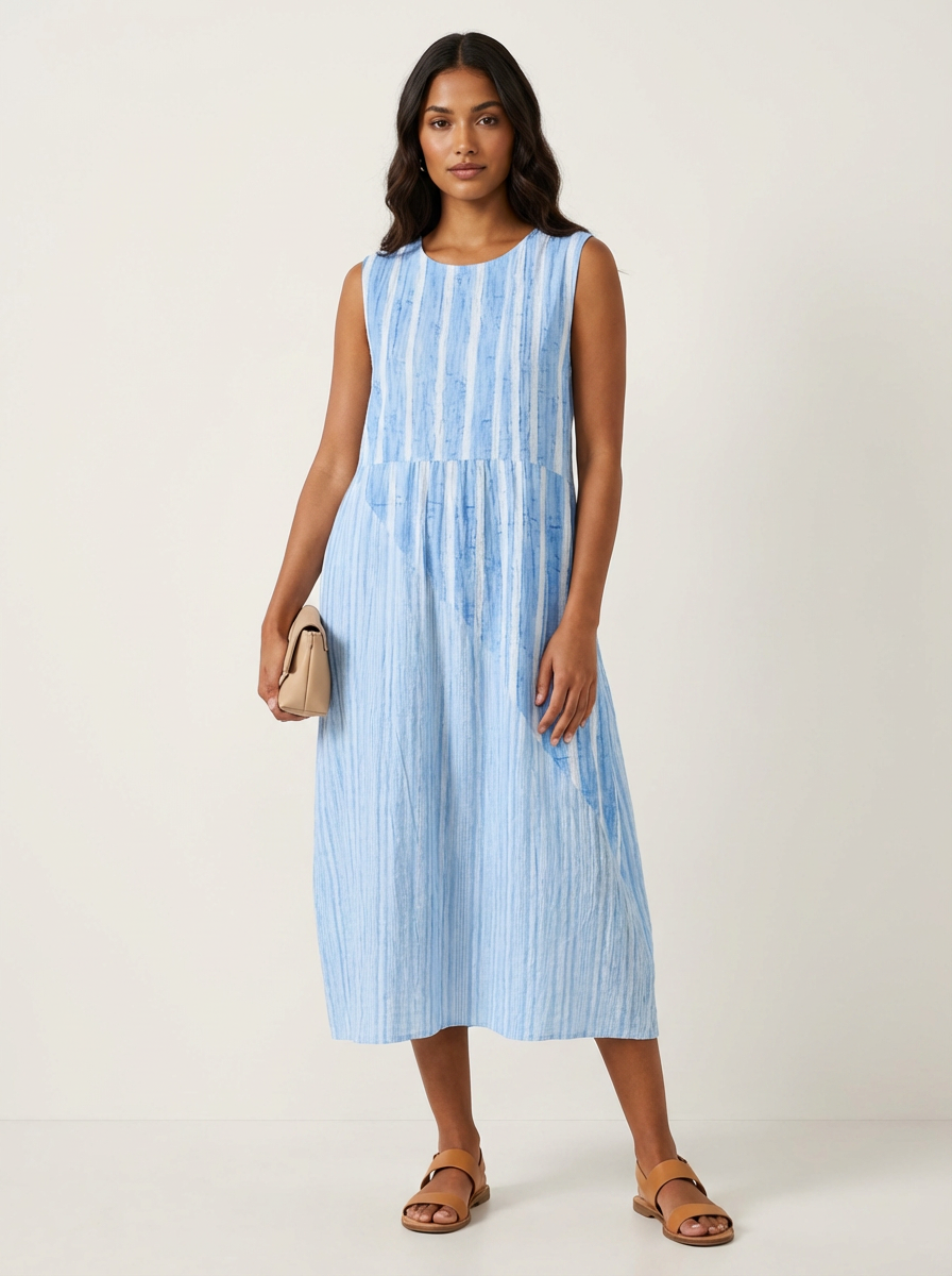 Women's Sleeveless Printed Midi Dress for Summer