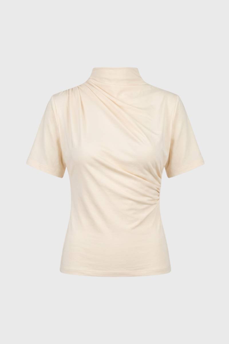 Women's Standing Collar Twisted Detail T-Shirt