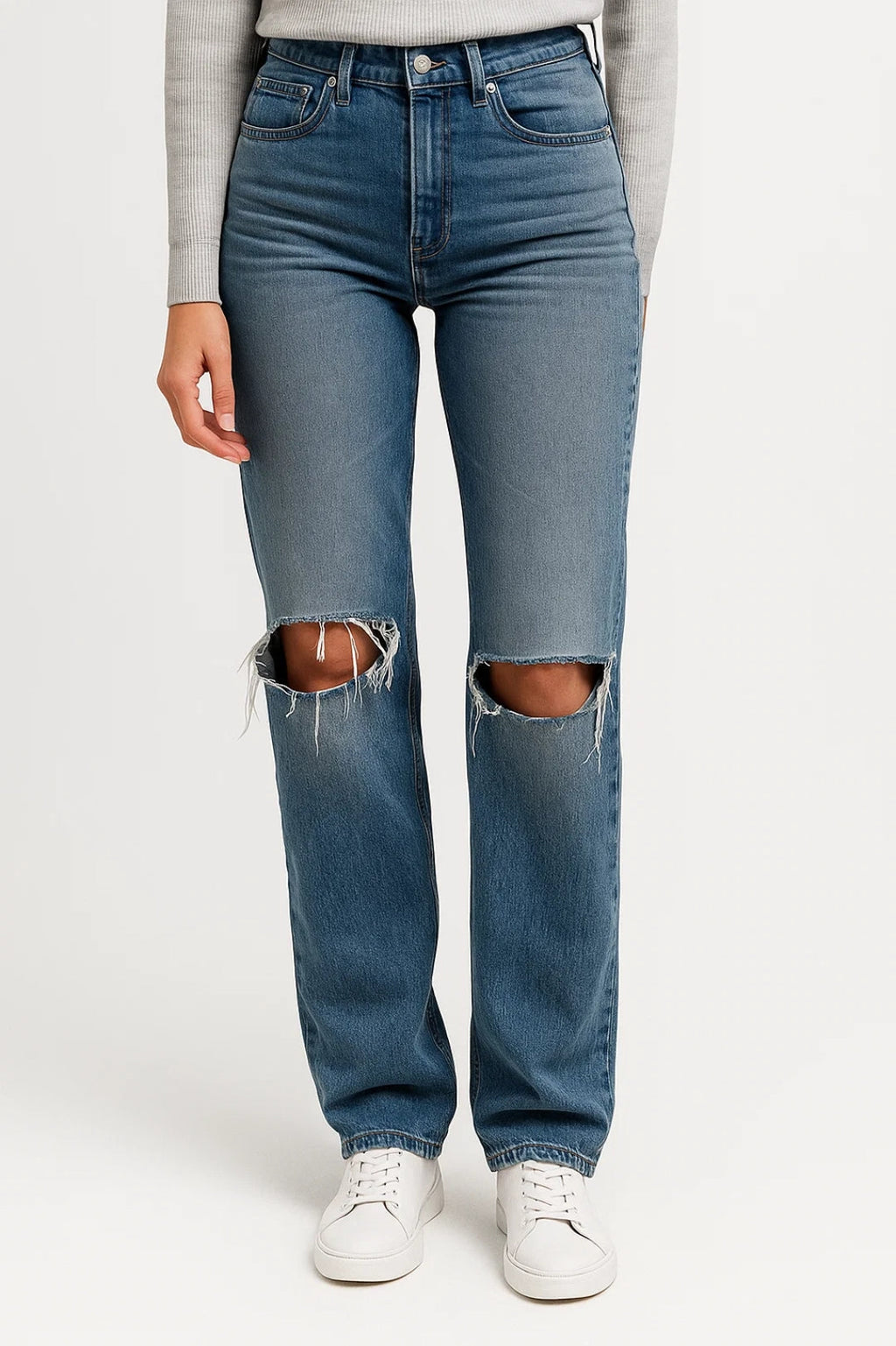 Women's Straight Fit Jeans – High Waist Design