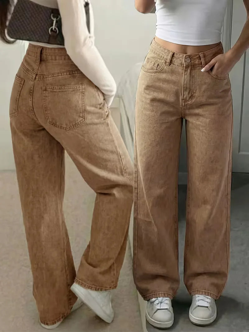 Women's Straight Mid-Rise Jeans for Casual Everyday Wear
