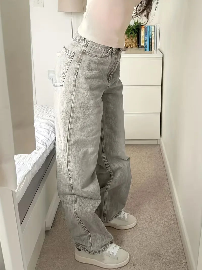 Women's Straight Mid-Rise Jeans for Casual Everyday Wear