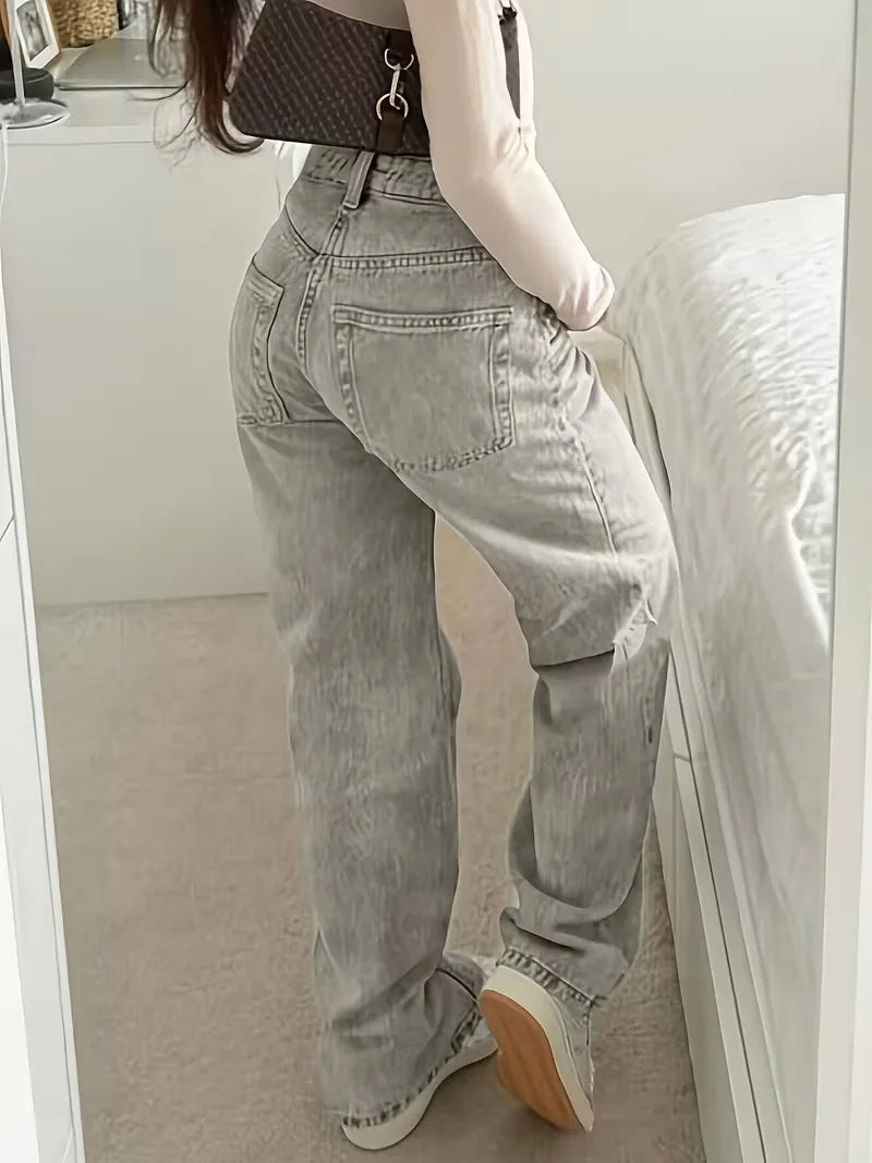 Women's Straight Mid-Rise Jeans for Casual Everyday Wear