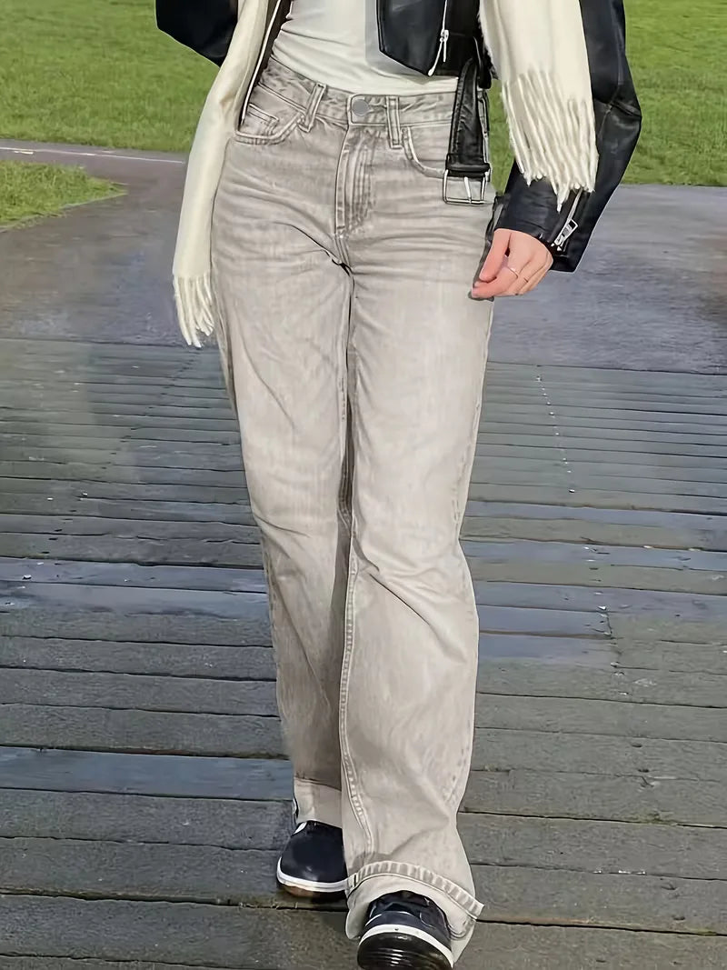 Women's Straight Mid-Rise Jeans for Casual Everyday Wear