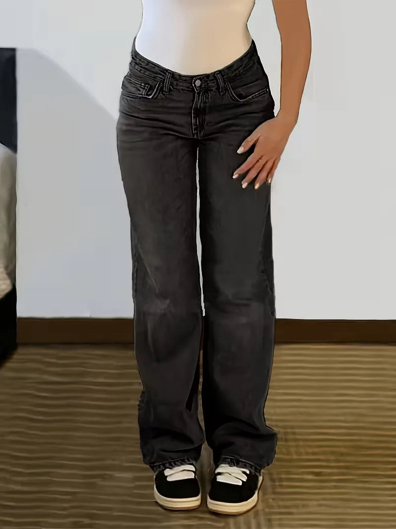 Women's Straight Mid-Rise Jeans for Casual Everyday Wear