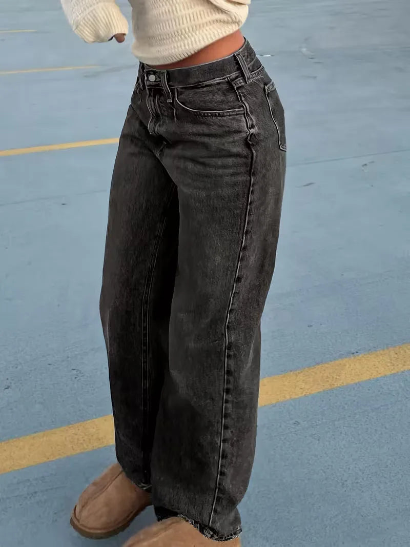 Women's Straight Mid-Rise Jeans for Casual Everyday Wear