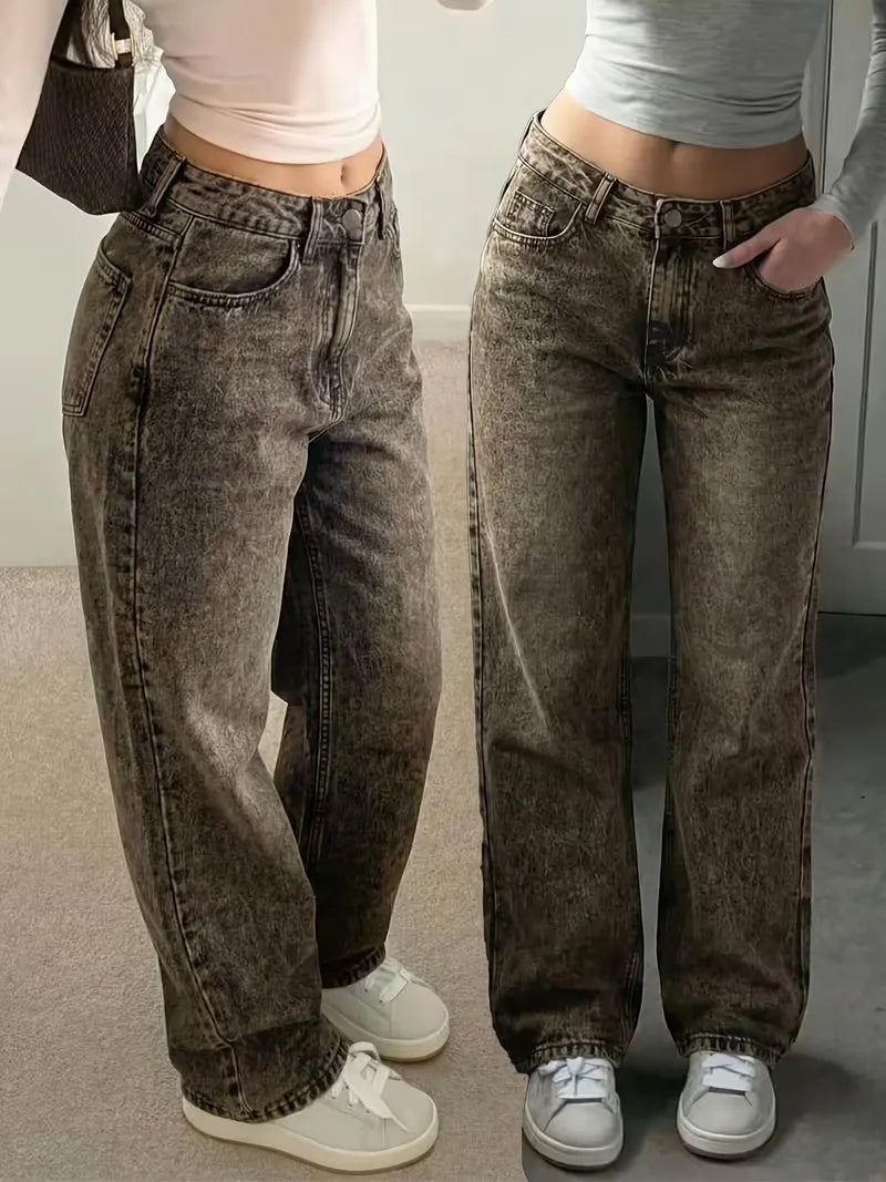 Women's Straight Mid-Rise Jeans for Casual Everyday Wear