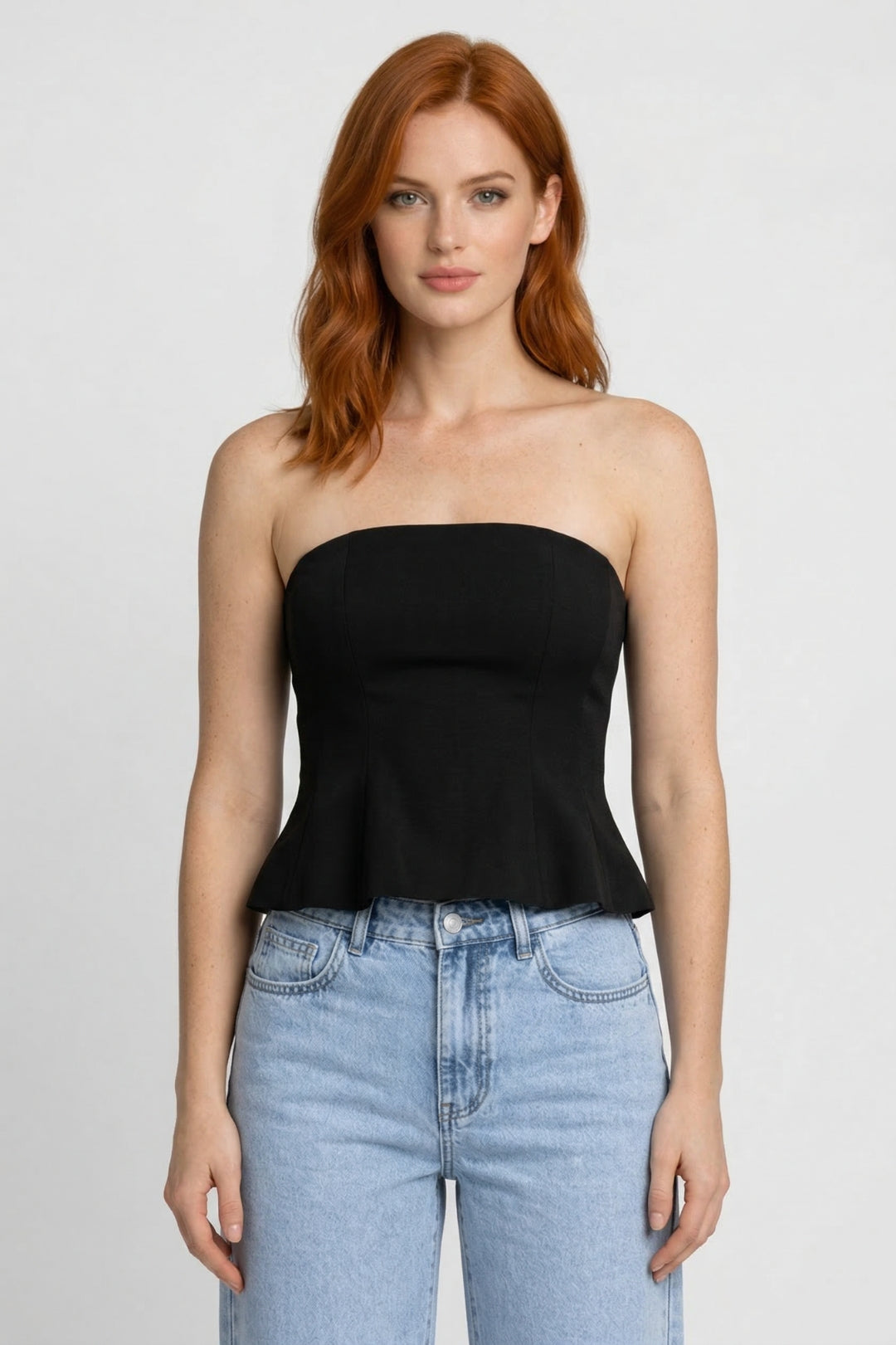 Women's Strapless Corset Top with Flared Hem for Going Out
