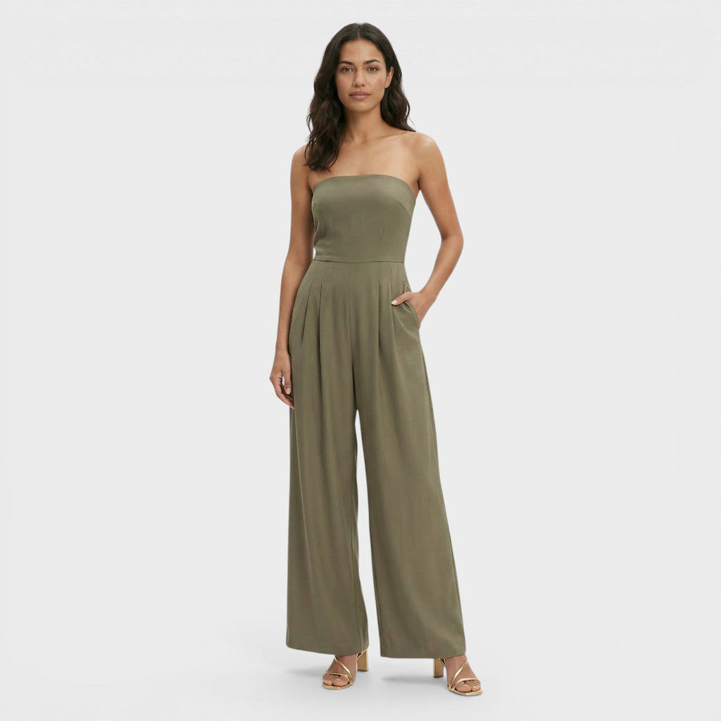 Women's Strapless Wide Leg Jumpsuit
