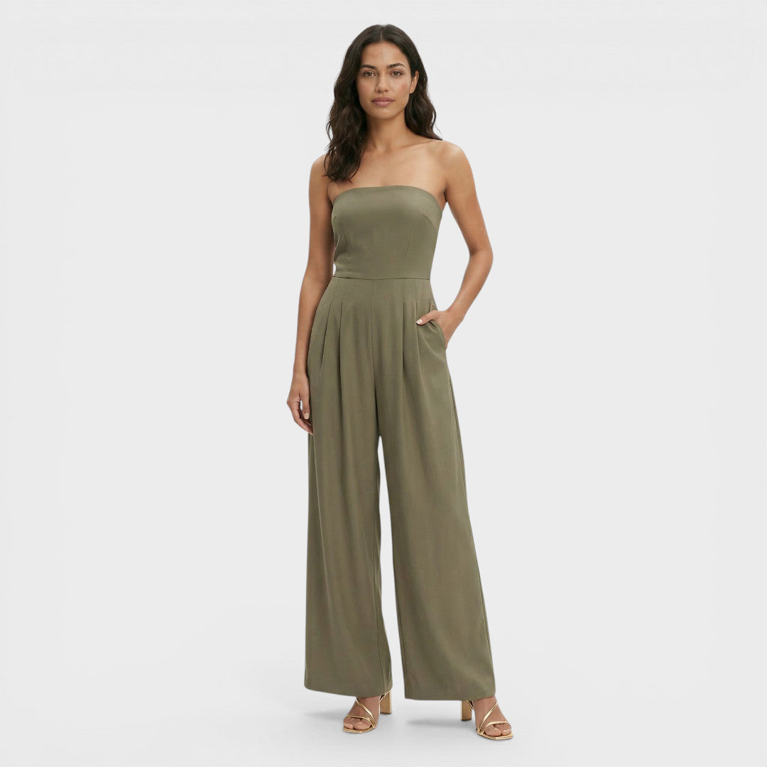 Women's Strapless Wide Leg Jumpsuit