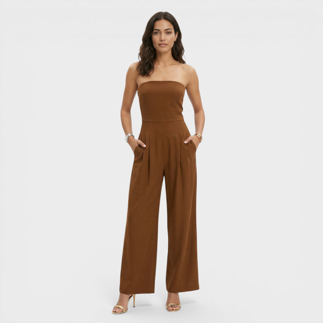 Women's Strapless Wide Leg Jumpsuit