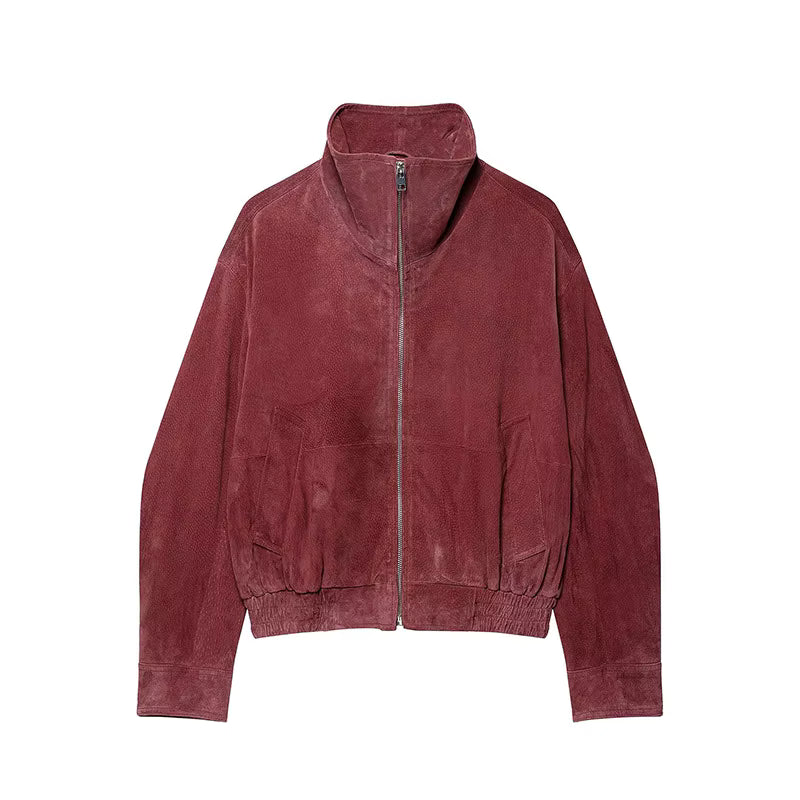 Women's Vintage Suede-Look Bomber Jacket