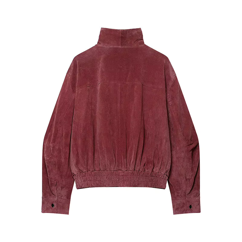 Women's Vintage Suede-Look Bomber Jacket
