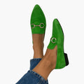 Women's Suede Moccasin Shoes with Metallic Detail