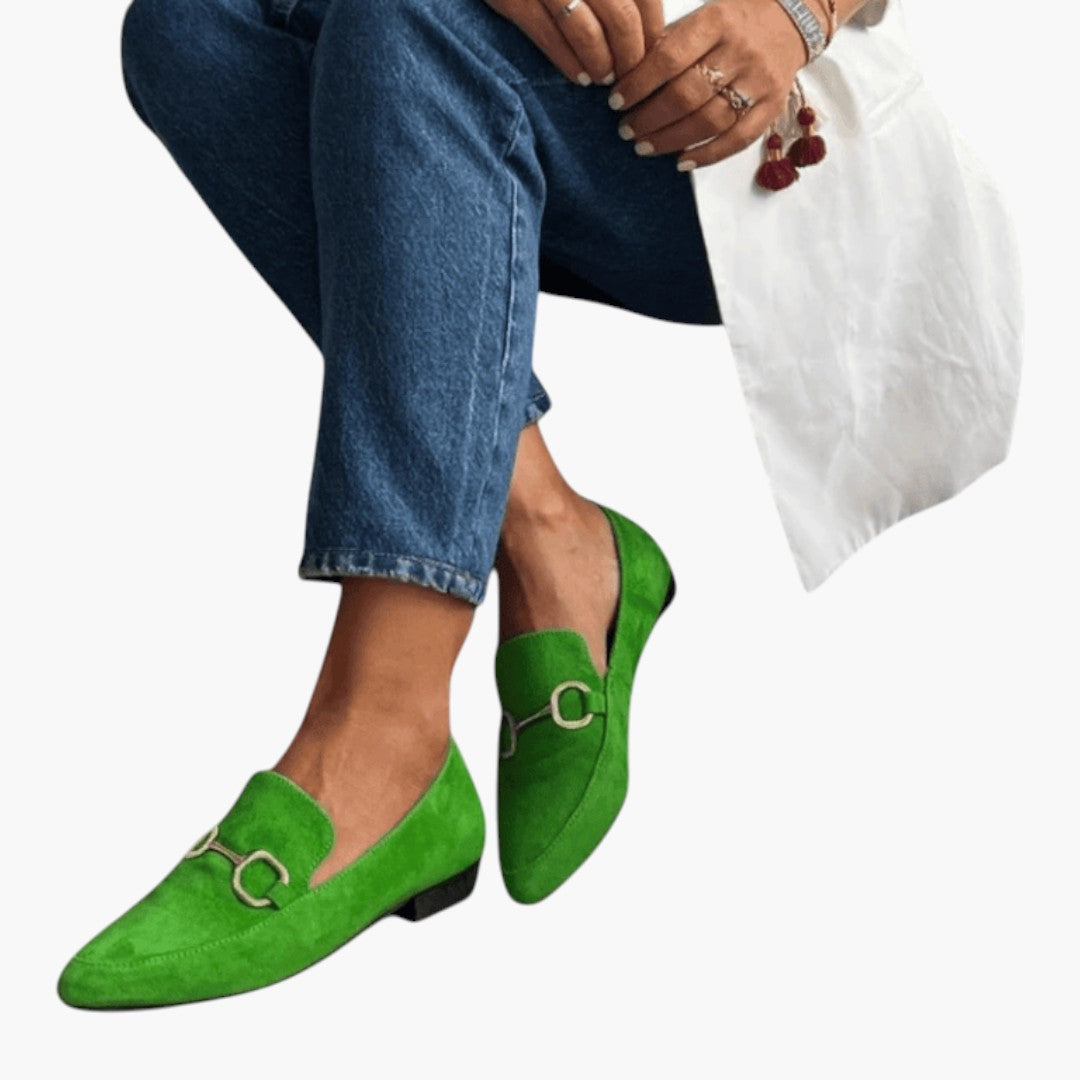 Women's Suede Moccasin Shoes with Metallic Detail