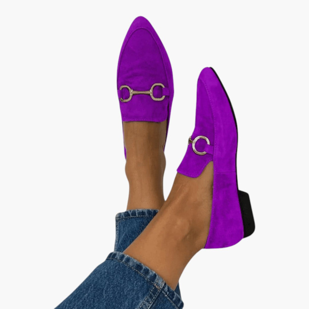 Women's Suede Moccasin Shoes with Metallic Detail