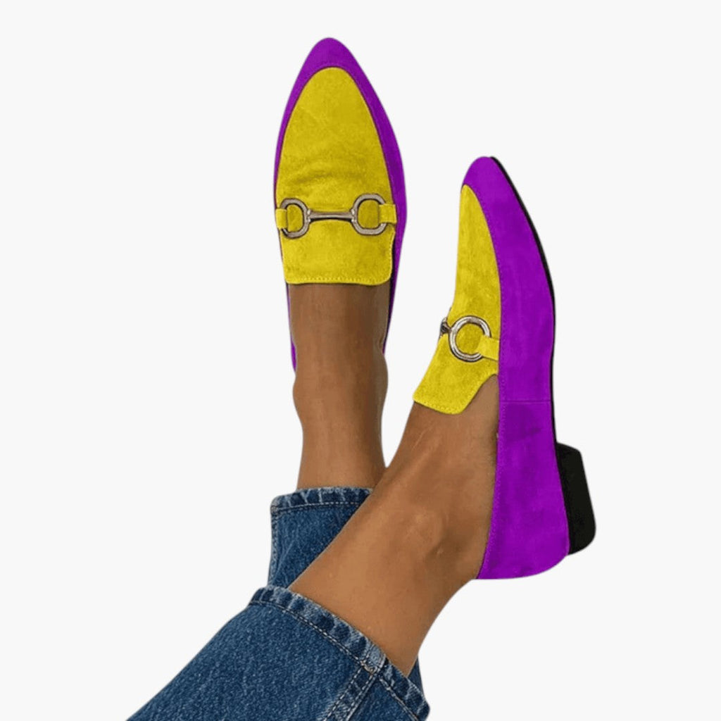 Women's Suede Moccasin Shoes with Metallic Detail